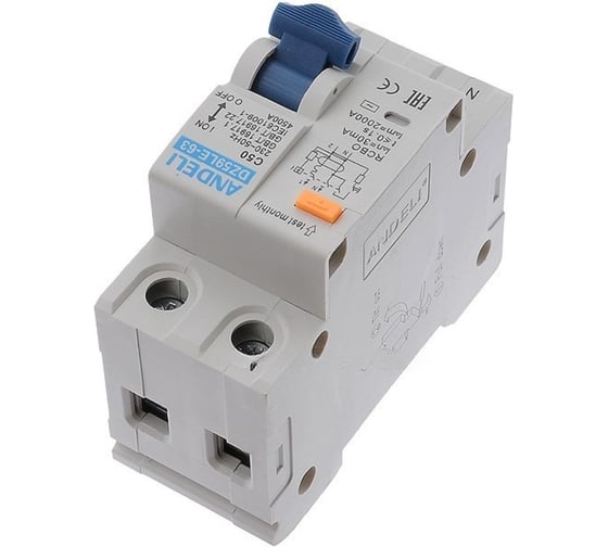Дифференциальный автоматический выключатель ANDELI DZ59LE-63 1P+N 50A 30mA тип С 4.5kA ADL02-057