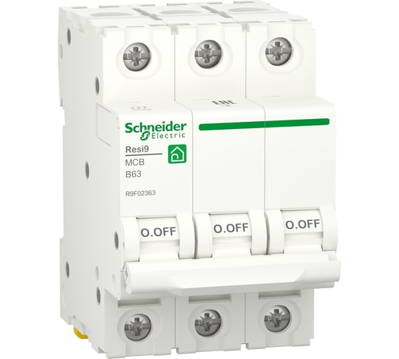 Автоматический выключатель Systeme Electric RESI9 АВ B 63А 3P 6000A R9F02363