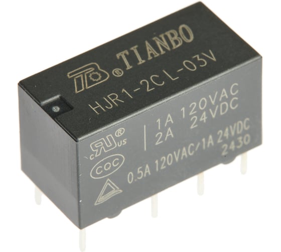 Реле электромагнитное Tianbo RELAY (20 шт/упак) HJR1-2C-L-3VDC 123150 1