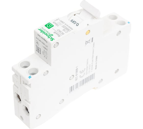 Автоматический выключатель дифференциального тока Systeme Electric RESI9 ДИФ 1P+N С 16А 6000A 10мА 18mm тип A R9D81616