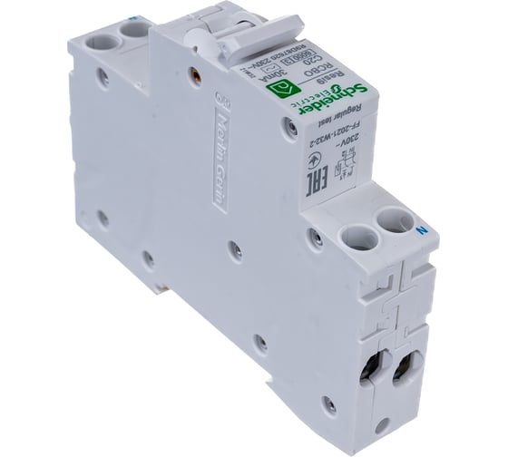 Автоматический выключатель дифференциального тока Systeme Electric RESI9 ДИФ 1P+N С 20А 6000A 30мА 18mm тип AC R9D87620 1
