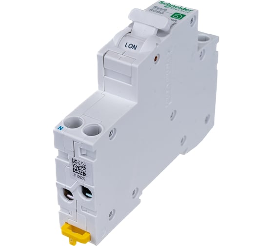 Автоматический выключатель дифференциального тока Systeme Electric RESI9 ДИФ 1P+N С 20А 6000A 30мА 18mm тип AC R9D87620