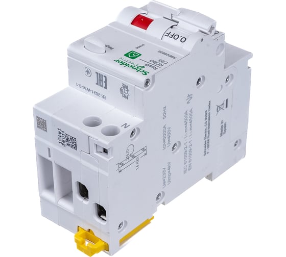 Автоматический выключатель дифференциального тока Systeme Electric RESI9 ДИФ 1P+N С 25А 6000A 30мА тип AС R9D25625