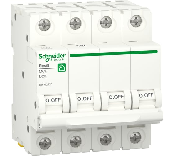 Автоматический выключатель Systeme Electric RESI9 АВ B 20А 4P 6000A R9F02420 1