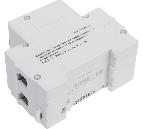 АВДТ Dekraft 1P+N 25А 300мА AC х-ка C ДИФ-103 6кА нов. 16331DEK