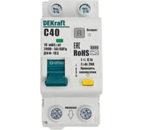 АВДТ Dekraft 1P+N 40А 10мА A х-ка C ДИФ-103 6кА нов. 16342DEK