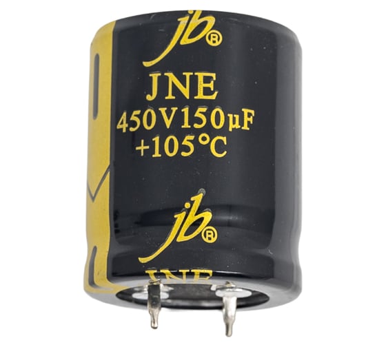 Конденсатор электролитический JB Capacitors 150мкФ, 450В, 105C, 25x30мм, (Snap-In) JNE2W151M10002500300-369
