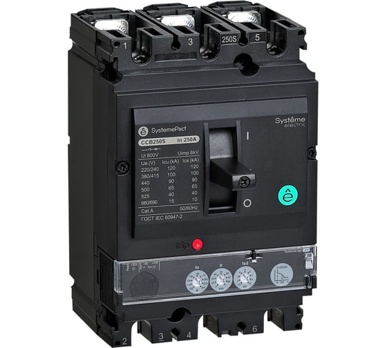 Автоматический выключатель Systeme Electric SYSTEMEPACT CCB100 100КА S2.2M 3P3D 25A SPC100S02522M3DF 1