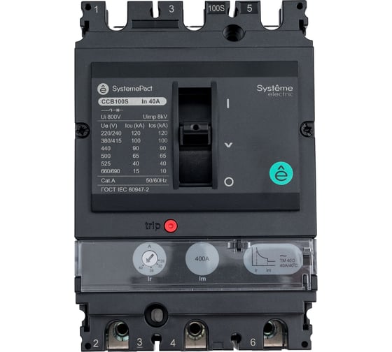 Автоматический выключатель Systeme Electric SYSTEMEPACT CCB100 100KA 3P3D TMD40 SPC100S040L3DF