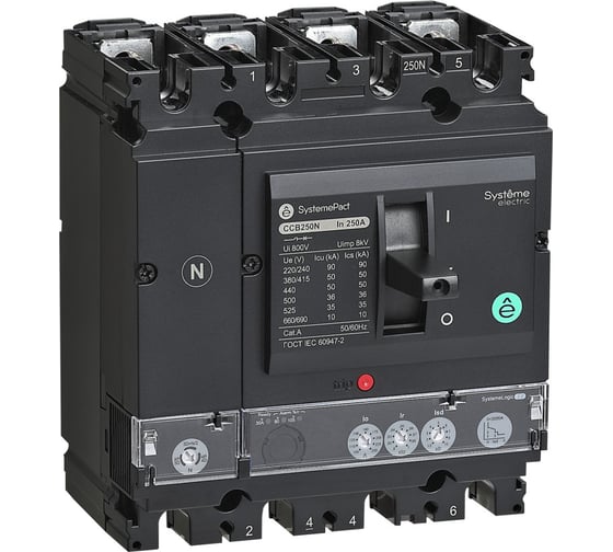 Автоматический выключатель Systeme Electric SYSTEMEPACT CCB100 50KA 4P4D S2.2 100A SPC100N10022L4DF 1