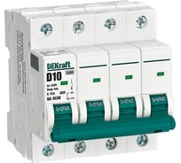 Автоматический выключатель без теплозащиты Dekraft 4P 10А х-ка D 6кА ВА-103M 12564DEK