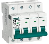 Автоматический выключатель без теплозащиты Dekraft 4P 6А х-ка C 6кА ВА-103M 12527DEK