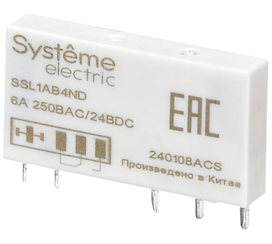 Реле интерфейсное Systeme Electric 1CO, 6A, 60В DC SSL1AB4ND
