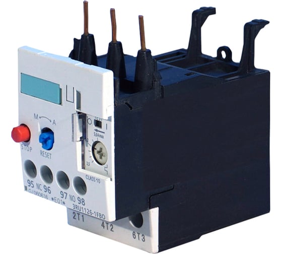 Тепловое реле перегрузки Электротехник 3RU1126-1DB0, 3-пол., 1.1 кВт, 2.2...3.2А, 1НО и 1НЗ, типоразмер S0, ручной и автоматический сброс, винтовые клеммы, IP20 ET454746 1