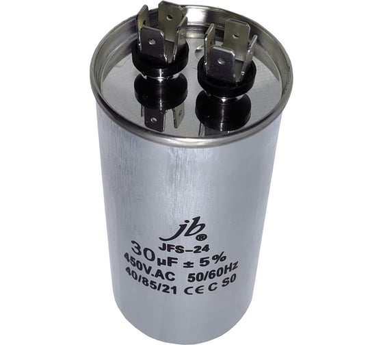 Конденсатор пусковой JB Capacitors , 30мкФ, 450В, 50х100, JFS-24 (CBB65A) Алюминевый корпус (клеммы), JFS24A6306J000000B-392