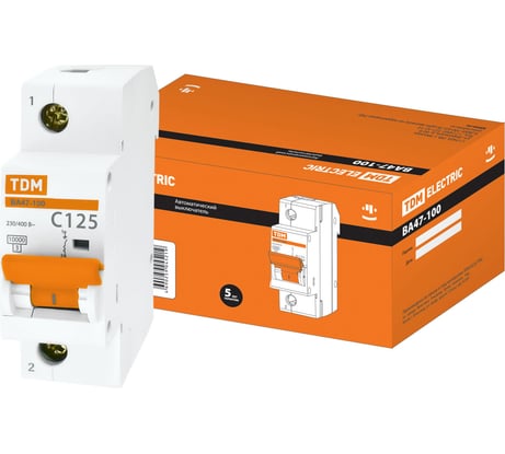 Автоматический выключатель TDM ELECTRIC ВА47-100, 1Р, 125А, 10кА, характеристика С SQ0207-0089