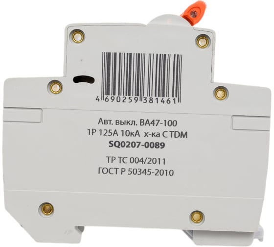 Автоматический выключатель TDM ELECTRIC ВА47-100, 1Р, 125А, 10кА, характеристика С SQ0207-0089