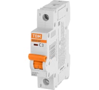 Автоматический выключатель TDM ELECTRIC ВА47-60, 1Р, 3А, 6кА, характеристика С SQ0223-0070