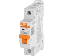 Автоматический выключатель TDM ELECTRIC ВА47-60, 1Р, 4А, 6кА, характеристика С SQ0223-0071