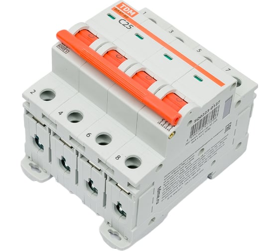 Автоматический выключатель TDM ELECTRIC ВА47-60, 4Р, 25А, 6кА, характеристика С SQ0223-0127
