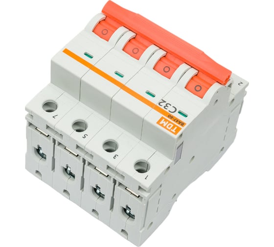 Автоматический выключатель TDM ELECTRIC ВА47-60, 4Р, 32А, 6кА, характеристика С SQ0223-0128
