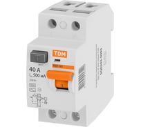 Устройство защитного отключения TDM ELECTRIC УЗО ВД1-63, 2Р, 40А, 500мА SQ0203-0093