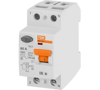 Устройство защитного отключения TDM ELECTRIC УЗО ВД1-63S, 2Р, 80А, 100мА SQ0203-0062