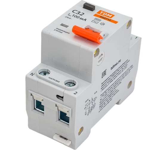 Автоматический выключатель дифференциального тока TDM ELECTRIC 32 2P1P+N C32А 100мА 4,5кА тип АС SQ0202-0508