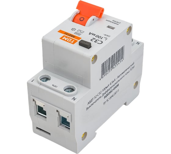 Автоматический выключатель дифференциального тока TDM ELECTRIC 32 2P1P+N C32А 100мА 4,5кА тип АС SQ0202-0508