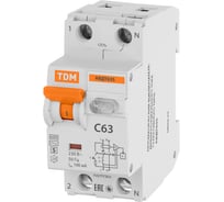 Автоматический выключатель дифференциального тока TDM ELECTRIC 63S 2P1P+N C63 300мА 6кА тип АС SQ0202-0043
