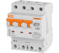 Автоматический выключатель дифференциального тока TDM ELECTRIC 63S 4P3P+N C63 100мА 6кА тип АС SQ0202-0050