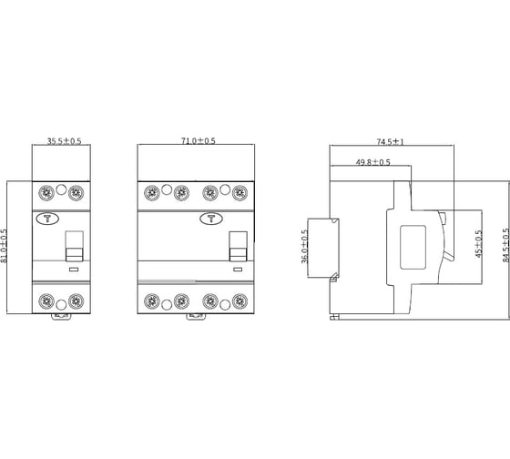 Устройство защитного отключения DKC УЗО ВДТ YON MAX MDL100, 2P, 100 mA, 80A,тип АС 1 шт MDL100 2P3 80 AC MDL100-2P3-80-AC