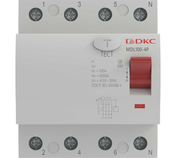 Устройство защитного отключения DKC УЗО ВДТ YON MAX MDL100, 4P, 100mA, 80A,тип АС 1 шт MDL100 4P3 80 AC MDL100-4P3-80-AC