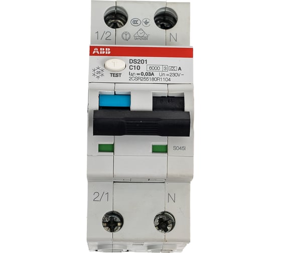 Автоматический выключатель дифференциального тока ABB DS201 C10 A30 2CSR255180R1104