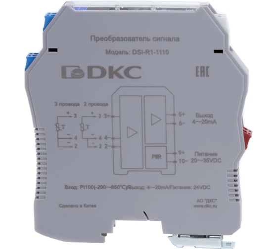 Преобразователь сигнала DKC DSI 1 вход RTD Pt100, 1 выход 4 20 мА 1 шт DSI R1 1110 DSI-R1-1110
