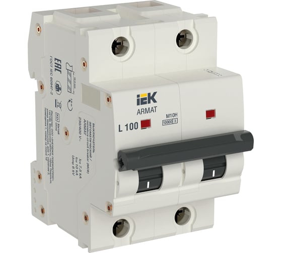 Автоматический выключатель IEK ARMAT M10H 2P L 100А AR-M10H-2-L100 1