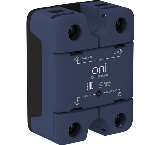 Реле твердотельное ONI SSR1 40А 90-280В AC 48-480В AC SSR1-40AA480