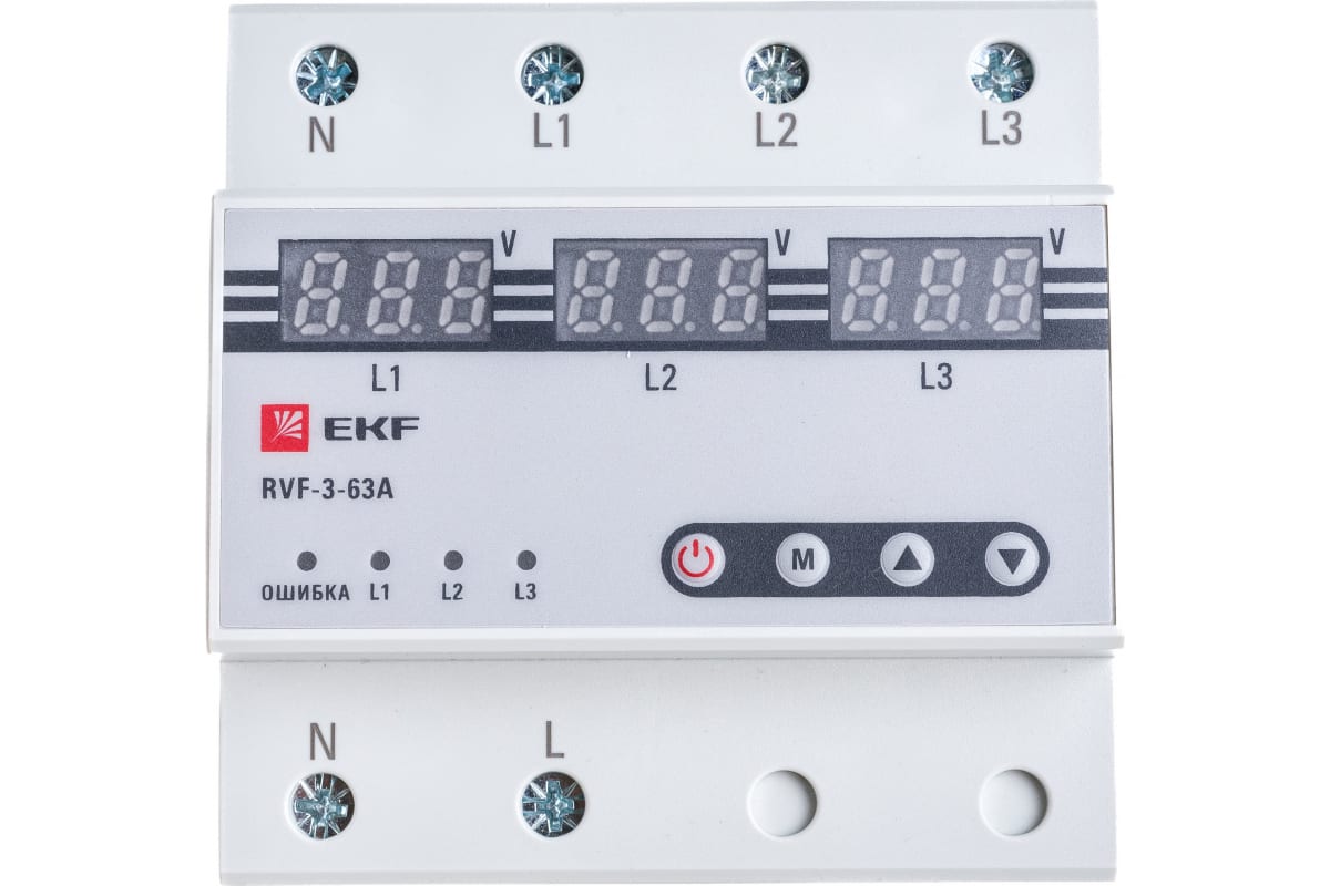 Rvf 3 63а ekf proxima схема подключения Реле выбора фаз с дисплеем EKF RVF-3-63А PROxima RVF-3-63a - выгодная цена, отзы