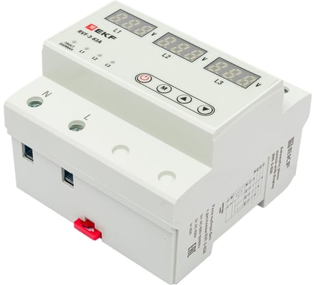 Реле выбора фаз с дисплеем EKF RVF-3-63А PROxima RVF-3-63a