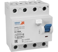 ВДТ КЭАЗ без защиты от сверхтоков OptiDin DM63-4140-AС-УХЛ4 (4P, 40, 10mA) 254210