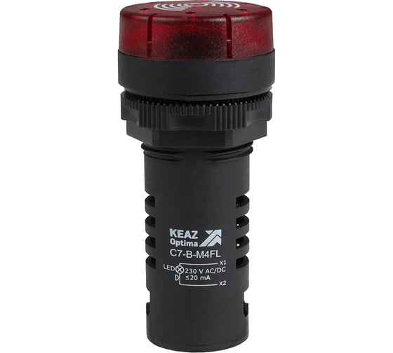 Зуммер с пульсирующим сигналом КЭАЗ OptiSignal Compact D22 C7-B-M4FL красный с подсветкой 230 В AC/DC 10 шт 362174 1