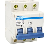 Автоматический выключатель ANDELI DZ47-63/3P 4A, 4,5kA, тип C ADL01-088