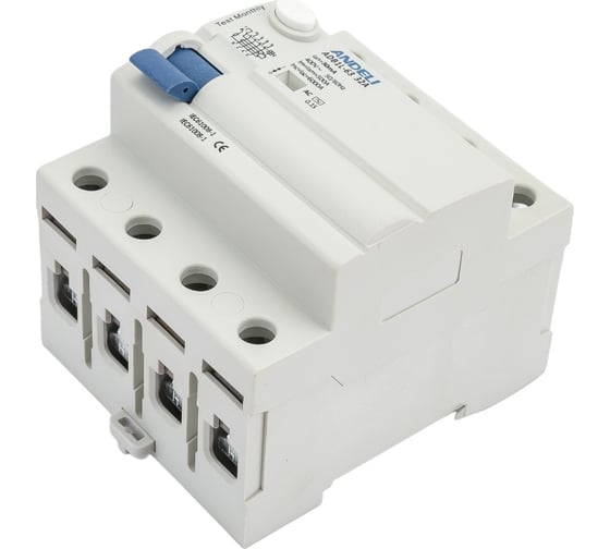 УЗО ANDELI ADB1L-63 4P 32A 30mA тип AC 6kA ADL03-020