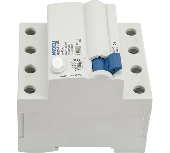 УЗО ANDELI ADB1L-63 4P 32A 30mA тип AC 6kA ADL03-020