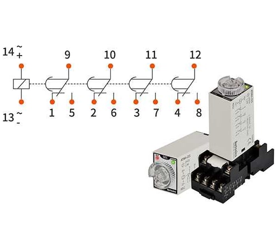 Аналоговый таймер Autonics ATM4-210S, миниатюрный, 4PDT конт., 1-10с/1-10мин, 24В A1050000177R