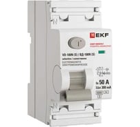 Выключатель дифференциального тока EKF PROXIMA ВД-100N (S) 2P 50А 300мА тип AC эл-мех 6кА E1026MS50300
