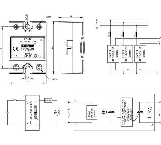 Твердотельное реле Emas SSRP1DA012