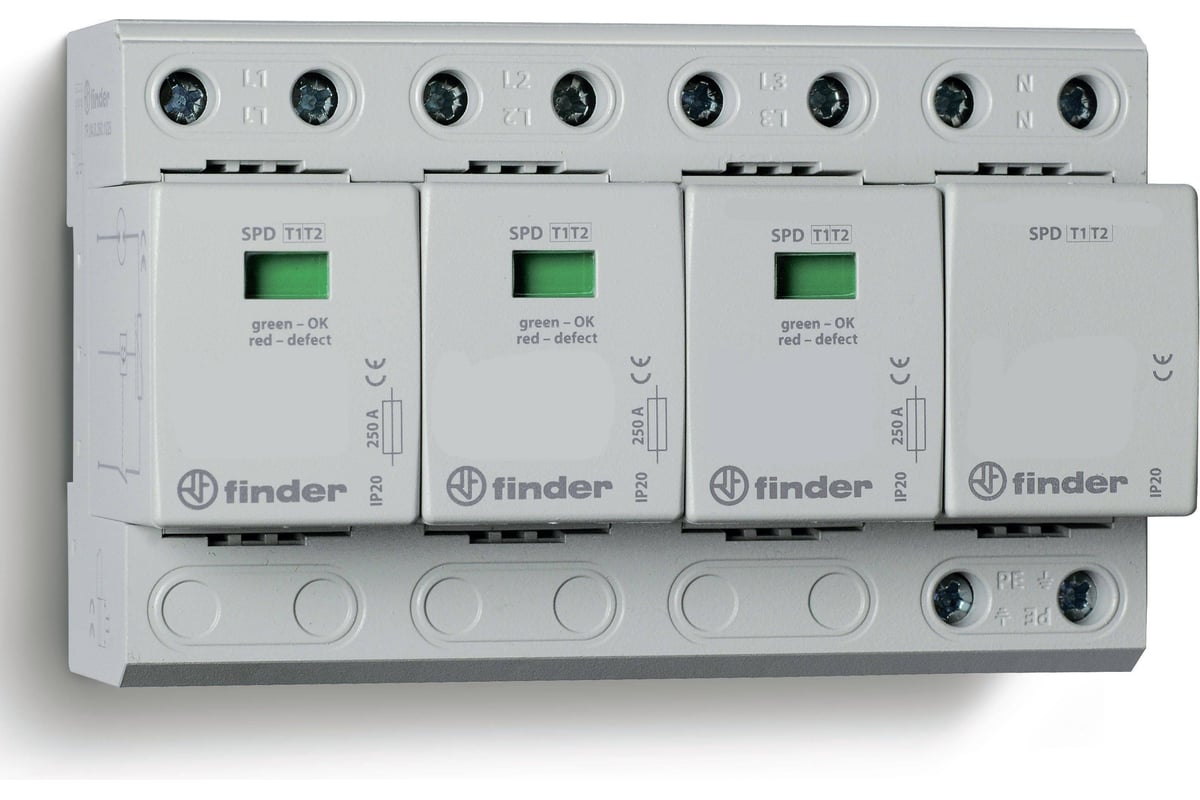 Устройство защиты от импульсных напряжений Finder Узип тип 1+2 - для ...