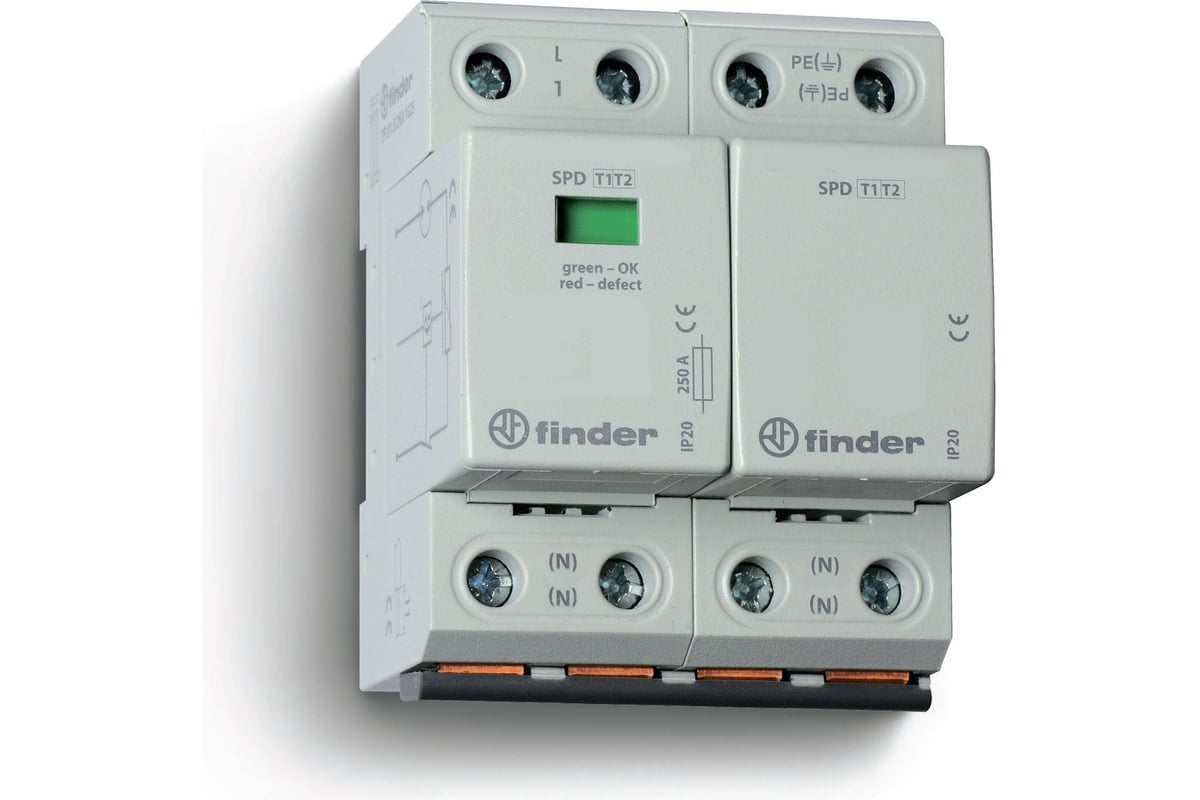 Устройство защиты от импульсных напряжений Finder Узип тип 1+2 - для ...