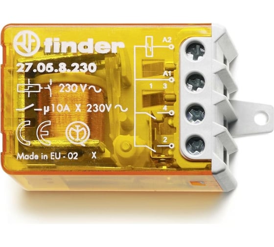 Шаговое реле Finder установка на панель, 3 шага, 2НО контакта 10А, 230В AC, 270682300000 1